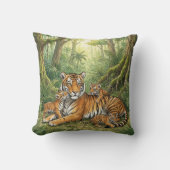 Coussin Maman Tigre Mignon Et Ses Petits Animaux De La Jun (Recto)