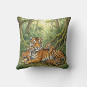 Coussin Maman Tigre Mignonne Et Ses Petits Animaux De La J (Verso)