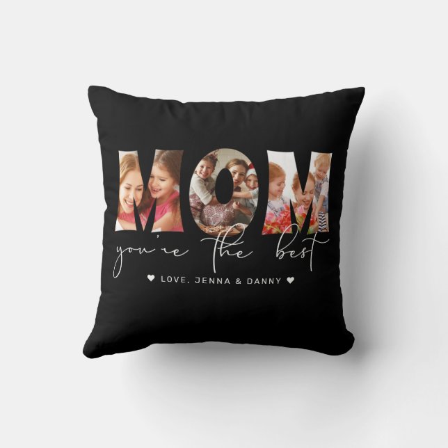 Coussin Maman, tu es la meilleure citation Collage photo n (Verso)