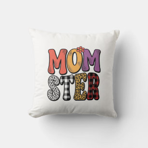 Coussin Maman Vintage Maman Léopard Carreaux Typographie C