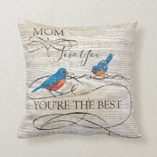 Coussin Maman vous êtes les meilleurs oiseaux bleus