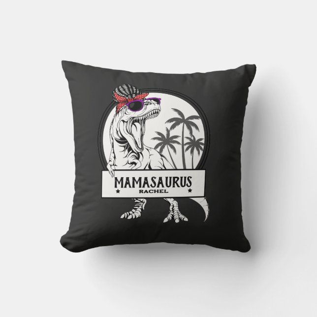 Coussin Mamasaurus Mom T rex Dino Funny Nom personnalisé (Recto)