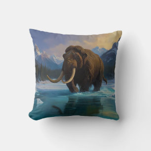 Coussin Mammouth laineux et montagnes rocheuses