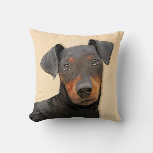 Coussin Manchester Terrier Peinture - Art Chien original (Recto)