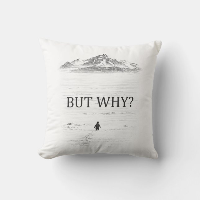 Coussin Manchot Mais Pourquoi Montagnes  (Recto)