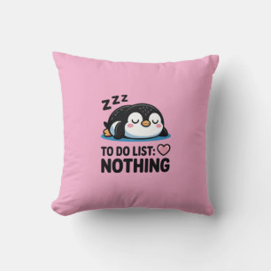 Coussin manchot mignon endormi, liste de choses à faire ri