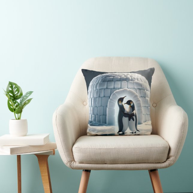 Coussin Manchots dansant lentement près d'un igloo (Chaise)