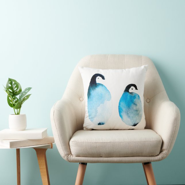 Coussin Manchots mignons aquarelle (Chaise)