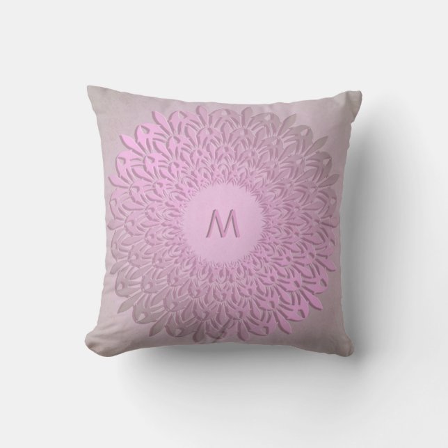 Coussin Mandala abstrait de gradient. monogramme (Recto)