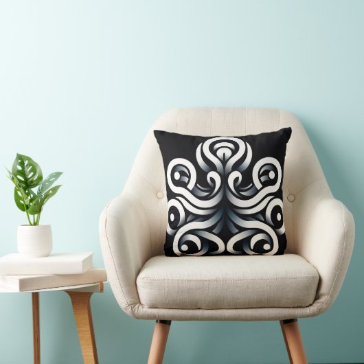 Coussin Mandala abstrait géométrique sacré Zen minimal (Chaise)
