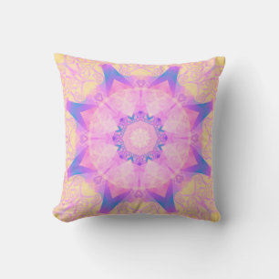 Coussin Mandala abstrait rétro numérique. Fleur brillante.