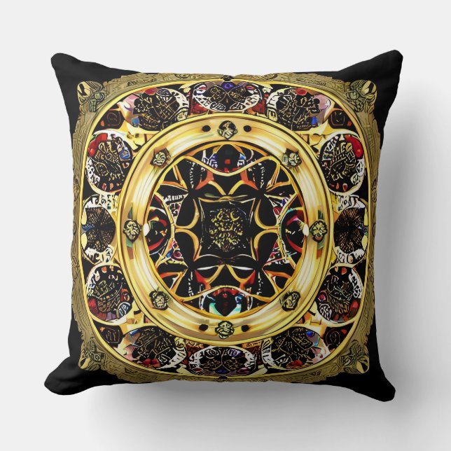 Coussin Mandala aux détails complexes avec des couleurs vi (Recto)