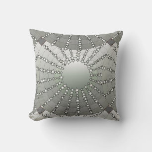 Coussin Mandala avec étoiles - gris argenté dégradé satin