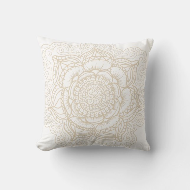 Coussin Mandala blanc cassé (Recto)