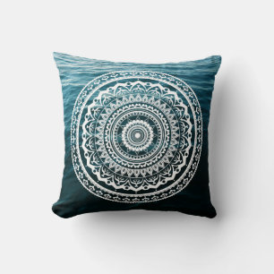 Coussin Mandala Blanc Laissez la mer vous libérer
