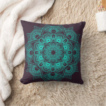 Coussin Mandala bleu noir