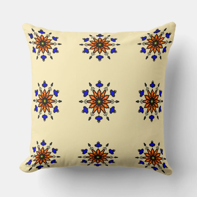 Coussin Mandala bleu royal (Recto)