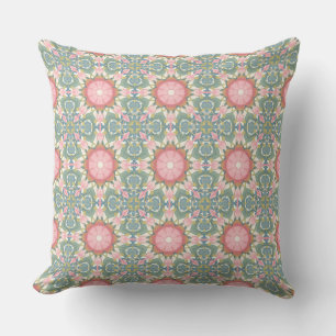Coussin Mandala Bohème Rose et Turquoise