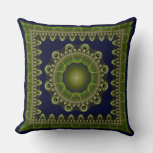 Coussin Mandala brillante fractale encadrée