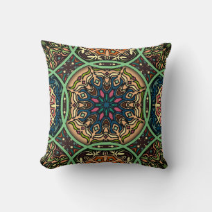 Coussin Mandala coloré : Vintage main florale tirée