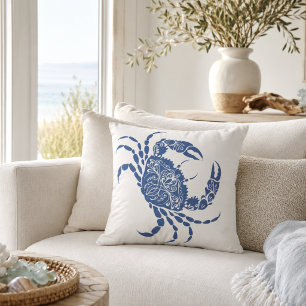 Coussin Mandala côtier du crabe bleu Naudique