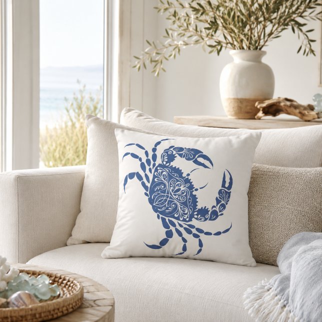 Coussin Mandala côtier du crabe bleu | Naudique  (Créateur téléchargé)