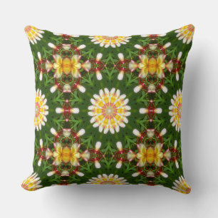 Coussin Mandala de Fleur de Plumeria avec Symétrie Tropica
