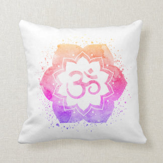 Coussin Mandala de fleur d'Ombre Lotus de symbole d'OM AUM