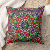 Coussin Mandala de kaléidoscope anormal vert rouge (Couverture)