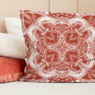 Coussin Mandala de la nature Printemps Rouge-robin Choisis