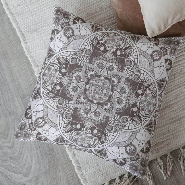 Coussin Mandala de Lapins Choisir Votre Couleur (Créateur téléchargé)
