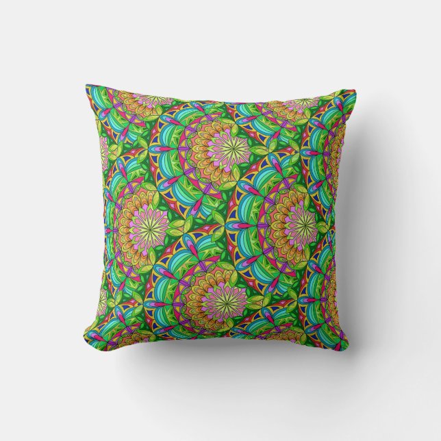 Coussin Mandala Design, Neon Pinwheel (Recto)