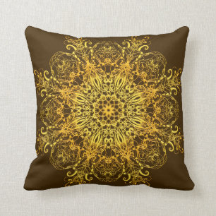 Coussin Mandala. d'or ethnique
