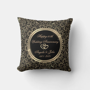 Coussin Mandala élégant en or pour 50 ans de mariage