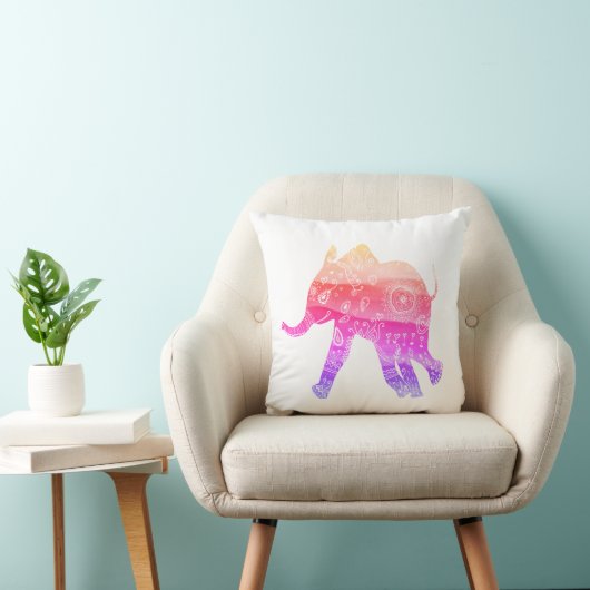 Coussin Mandala Elephant Art Throw Cushion 41 x 41 cm (Chaise)