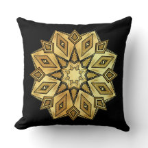 Mandala Étoile Dorée sur Fond Noir