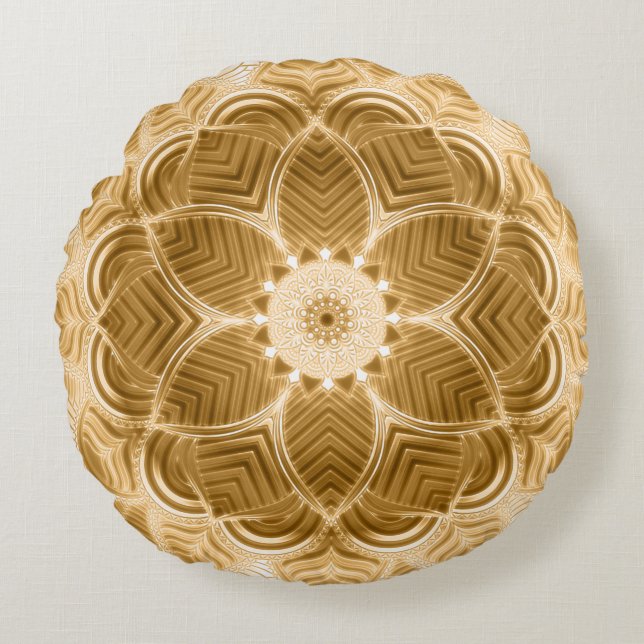 Coussin Mandala Floral Or (Devant)