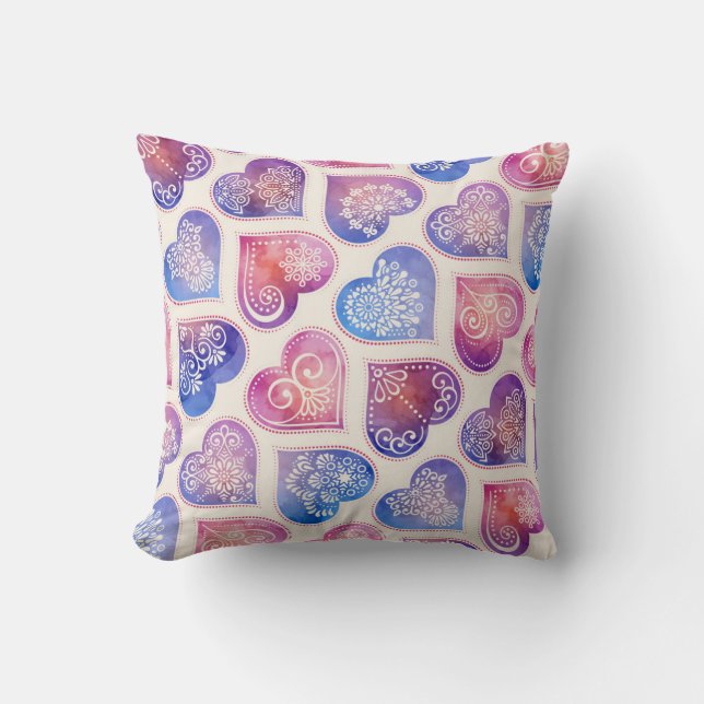 Coussin Mandala Hearts Motif (Recto)