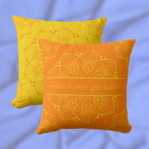 Coussin Mandala jaune et orange personnalisé