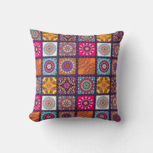 Coussin Mandala marocain motif ethnique coloré