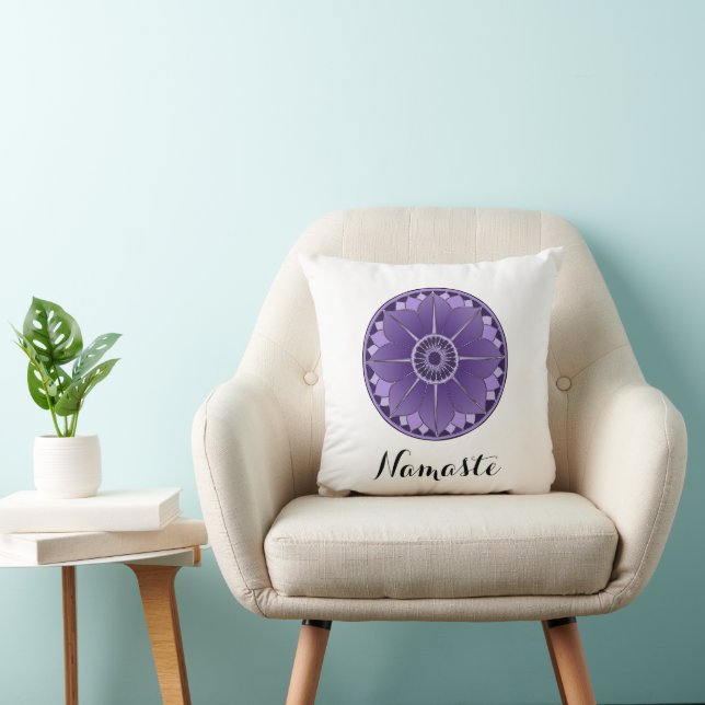 Coussin Mandala Namaste pourpre spirituel (Chaise)
