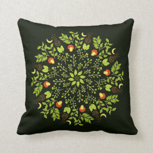 Coussin Mandala plante feuille de champignons potion de so