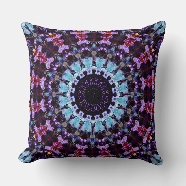 Coussin Mandala Psychédélique Rétro Hippie Boho Tie Dye (Recto)