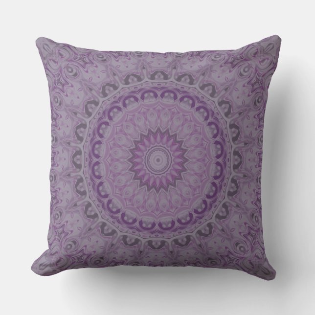 Coussin Mandala Rêve Aquarelle dans des Tons de Violet (Recto)