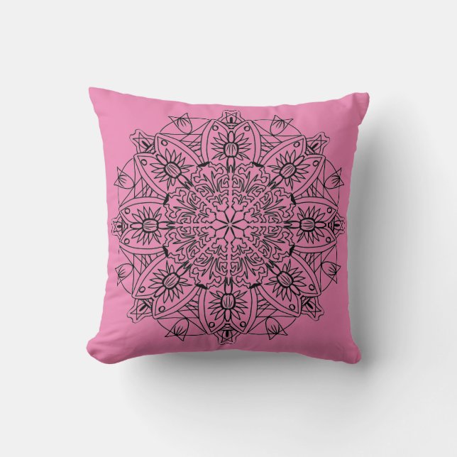 Coussin Mandala rose (Recto)