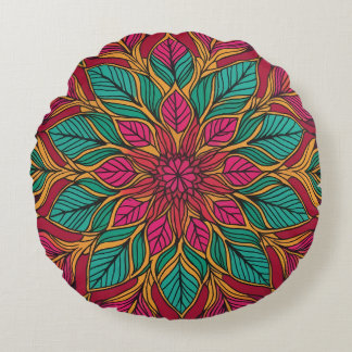 Coussin Mandala Rouge et Vert Bohème