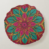 Coussin Mandala Rouge et Vert Bohème (Dos)