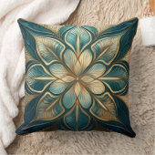 Coussin Mandala Turquoise et or - Design sophistiqué (Couverture)
