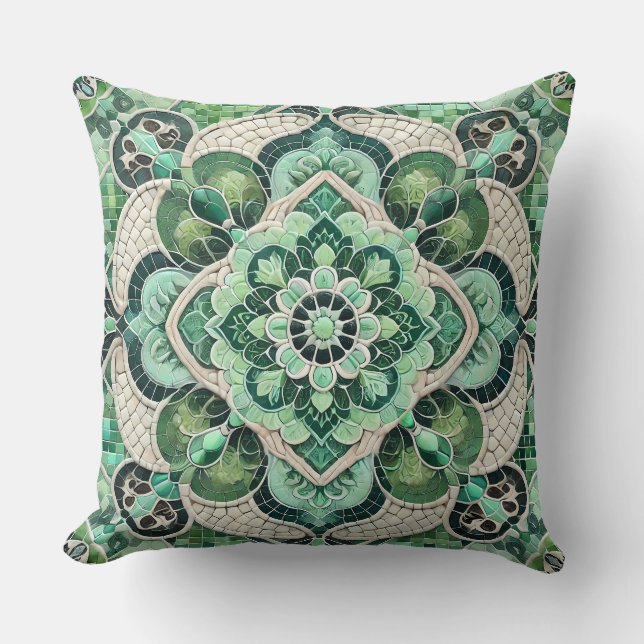 Coussin Mandala vert : Harmonie de la nature (Recto)