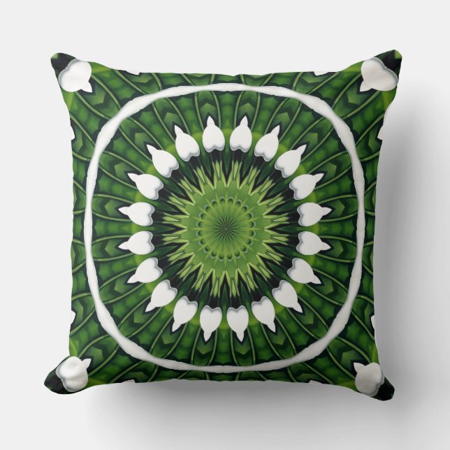 Coussin Mandala Vert Tropical (Recto)
